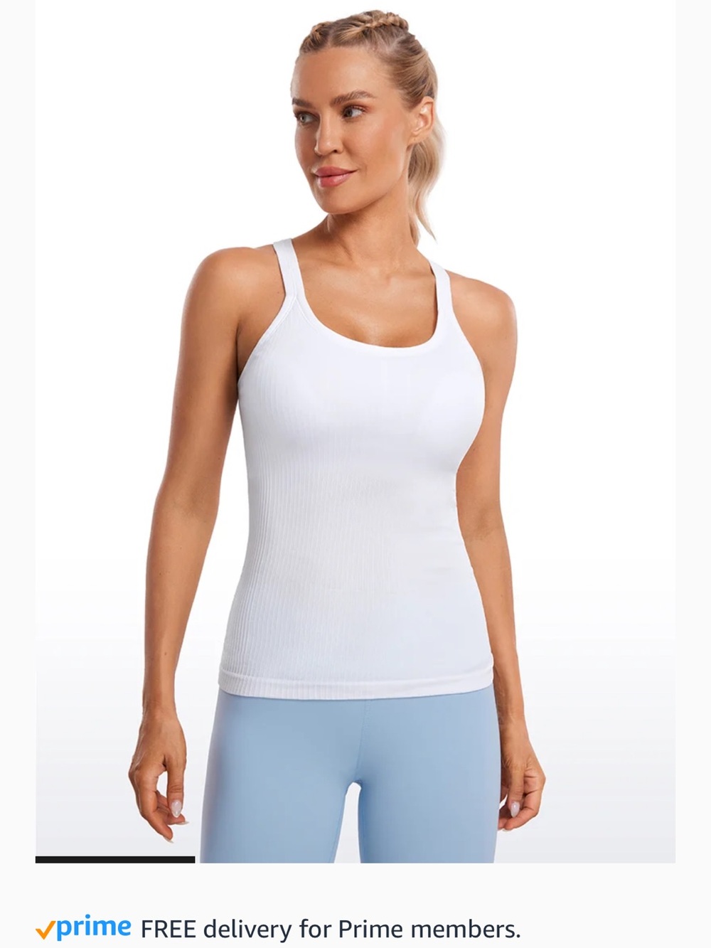 CRZ YOGA White Ribbed Scoop Neck Tank Top NWOT